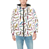 Skate Board Pattern Print Design 05 Men's Padded Hooded Jacket