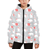 Cute polar bear christmas snow pattern Kids' Boys' Girls' Padded Hooded Jacket