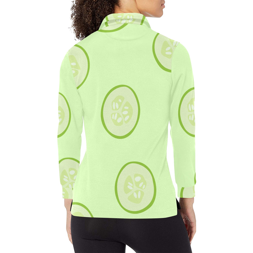 Cucumber pattern Women's Long Sleeve Polo Shirt