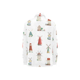 windmill design pattern Women's Long Sleeve Polo Shirt