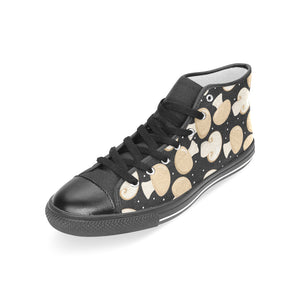 Champignon mushroom pattern Women's High Top Canvas Shoes Black