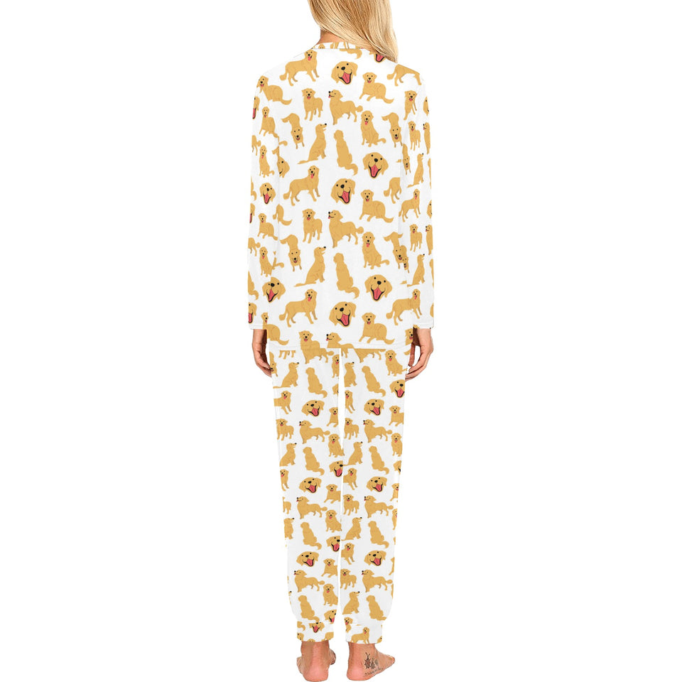 Golden Retriever Pattern Print Design 05 Women's All Over Print Pajama Set