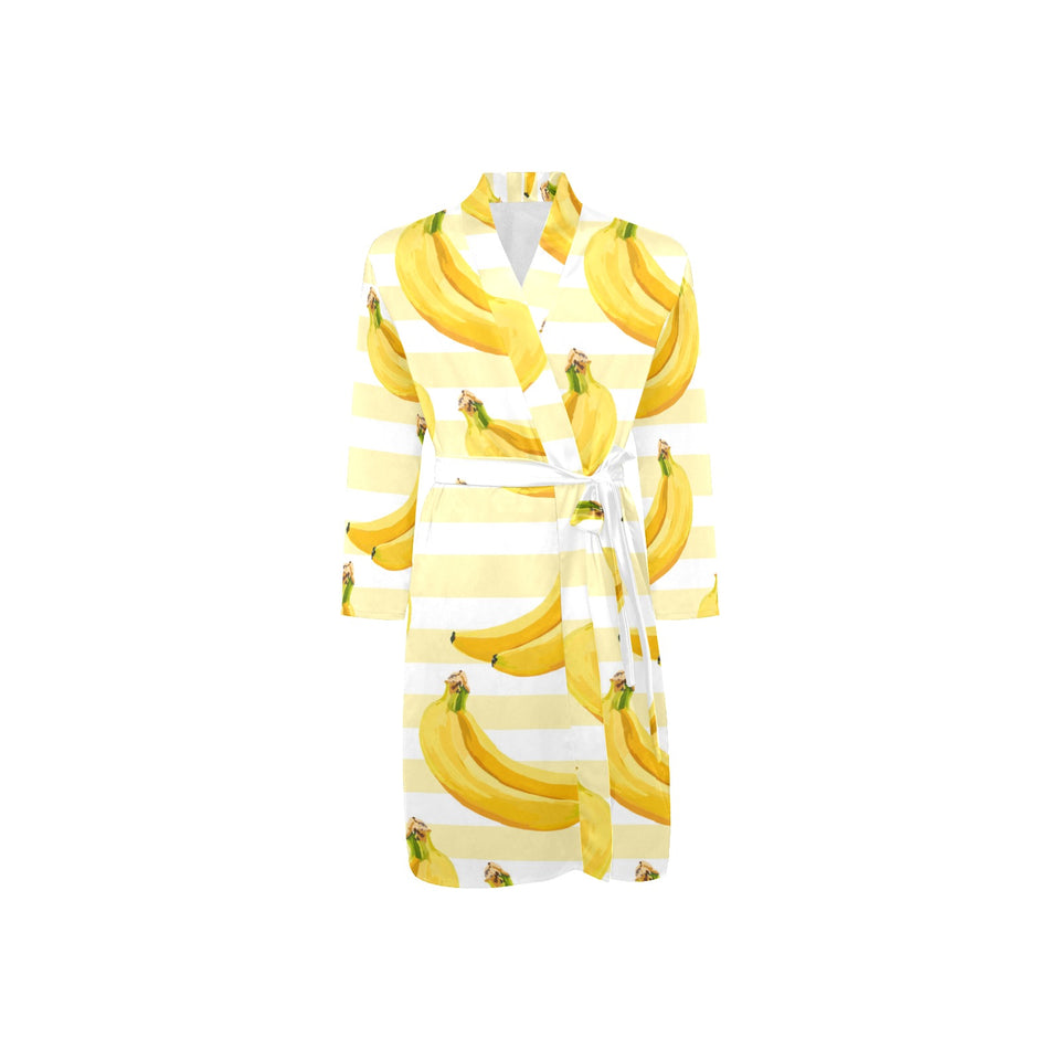 Banana pattern blackground Men's Long Sleeve Belted Night Robe