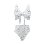 Cute goat design pattern Chest Bowknot High Waisted Bikini Swimsuit
