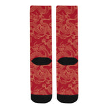 Gold dragons red background Crew Socks