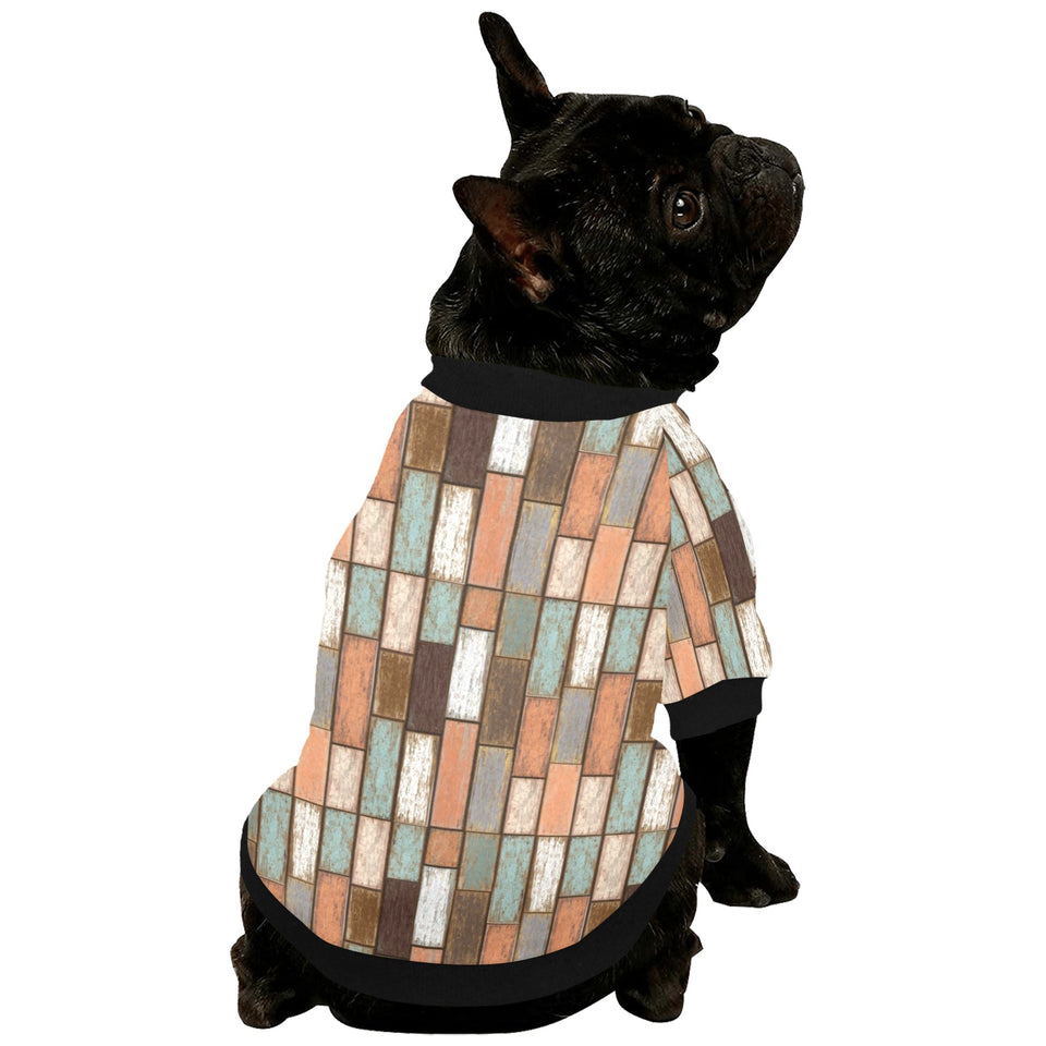 Wood Printed Pattern Print Design 02 All Over Print Pet Dog Round Neck Fuzzy Shirt