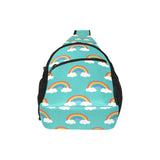 Rainbow pattern green background All Over Print Chest Bag