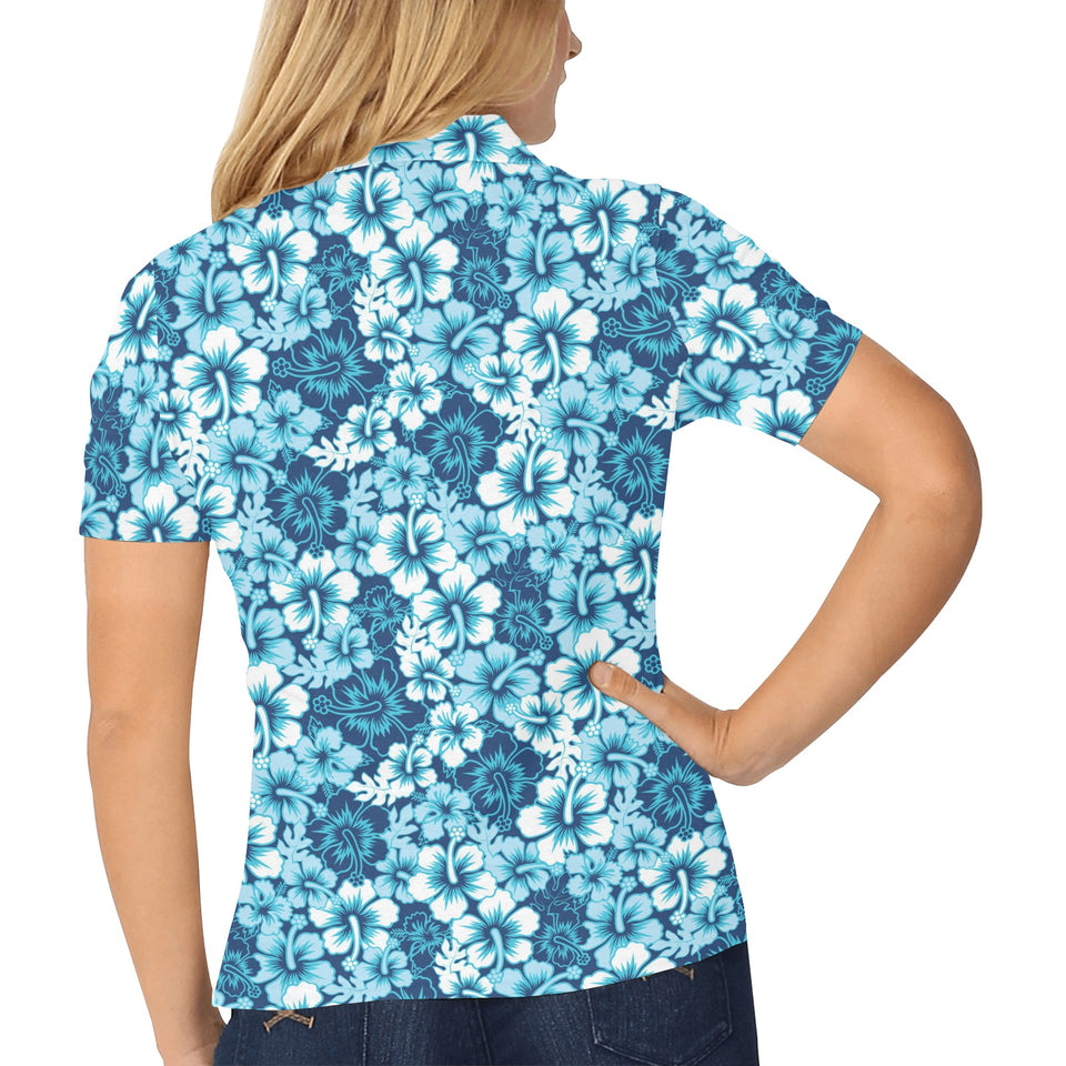 Hibiscus Pattern Print Design 03 Women's All Over Print Polo Shirt