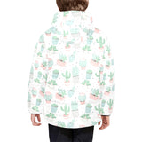 Pastel color cactus pattern Kids' Boys' Girls' Padded Hooded Jacket