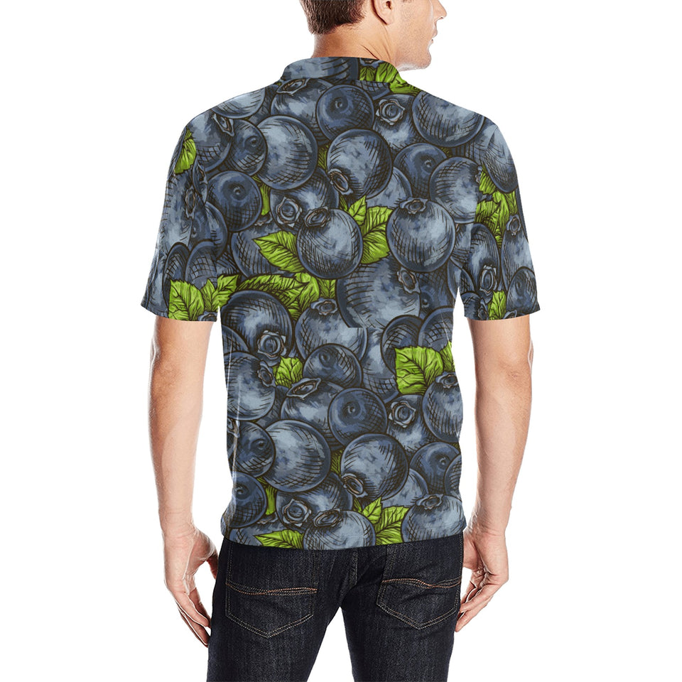blueberry pattern Men's All Over Print Polo Shirt
