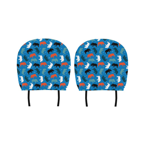 Colorful rhino pattern Car Headrest Cover