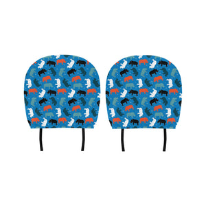 Colorful rhino pattern Car Headrest Cover