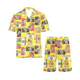 Camera Pattern Print Design 02 Men's V-Neck Short Pajama Set