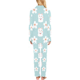 Maneki neko cat sakura Women's Long Pajama Set
