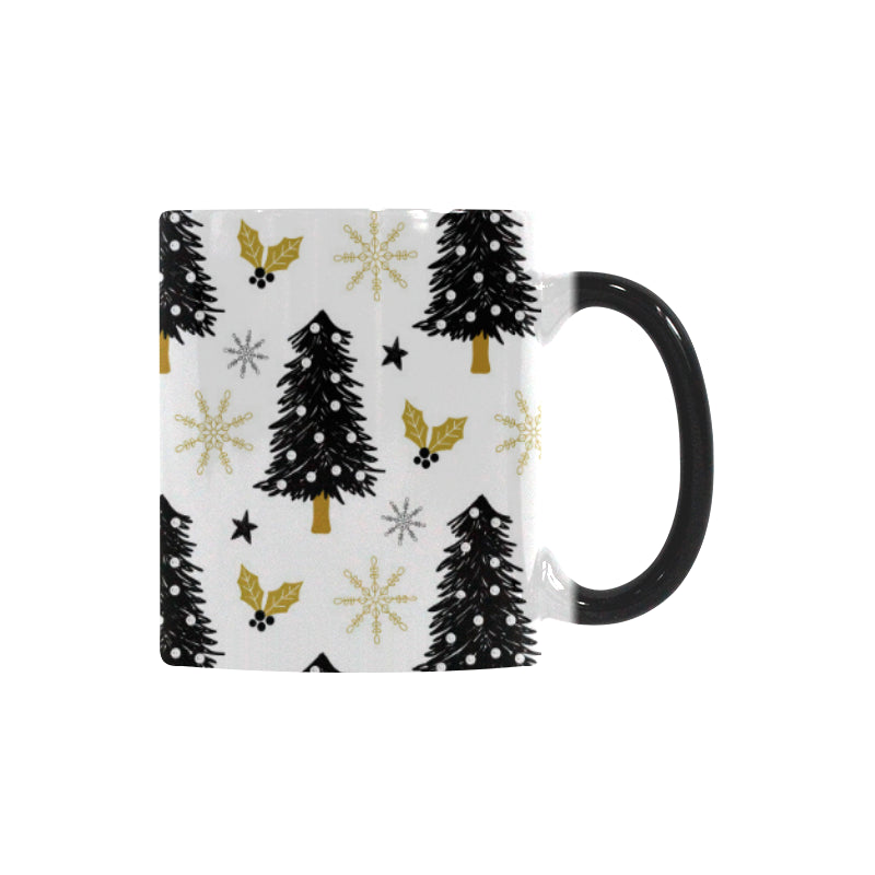 Christmas tree holly snow star pattern Morphing Mug Heat Changing Mug