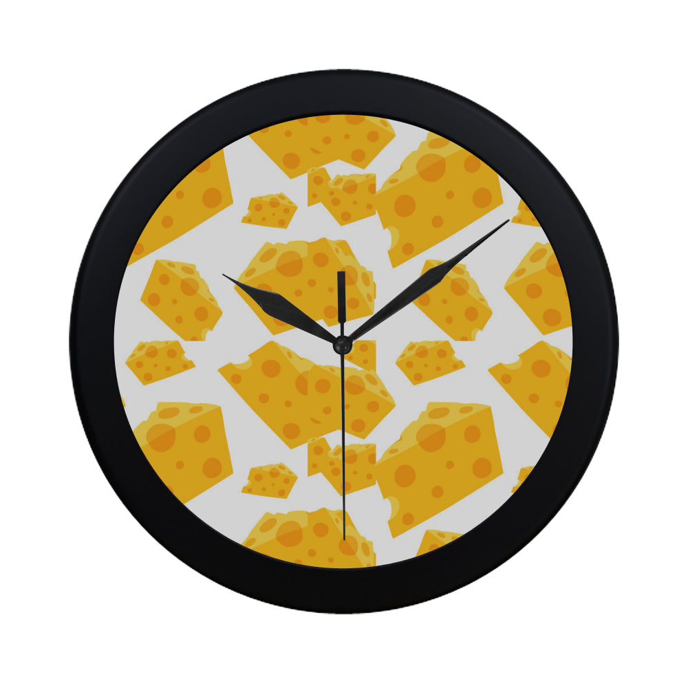 Cheese slice pattern Elegant Black Wall Clock