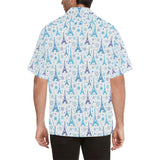 Blue Eiffel Tower Theme Pattern Print Design 01 Men's All Over Print Hawaiian Shirt (Model T58)