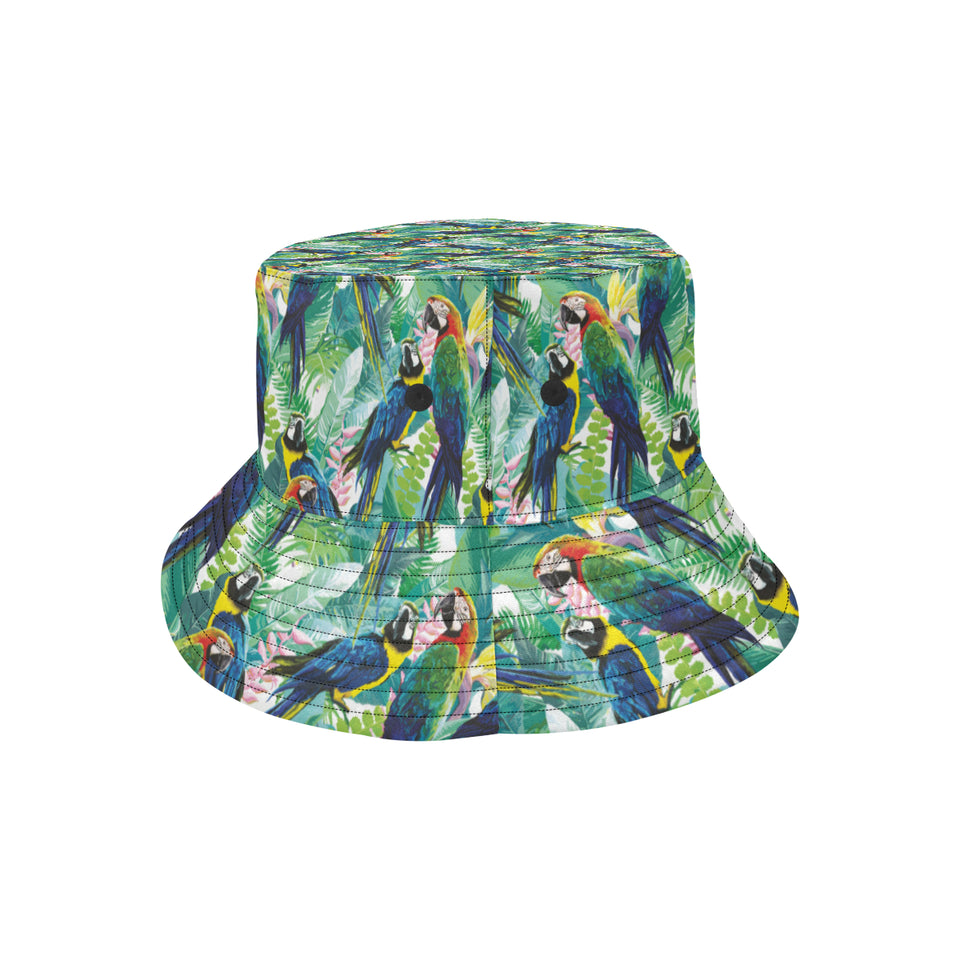 Colorful parrot exotic flower leaves Unisex Bucket Hat