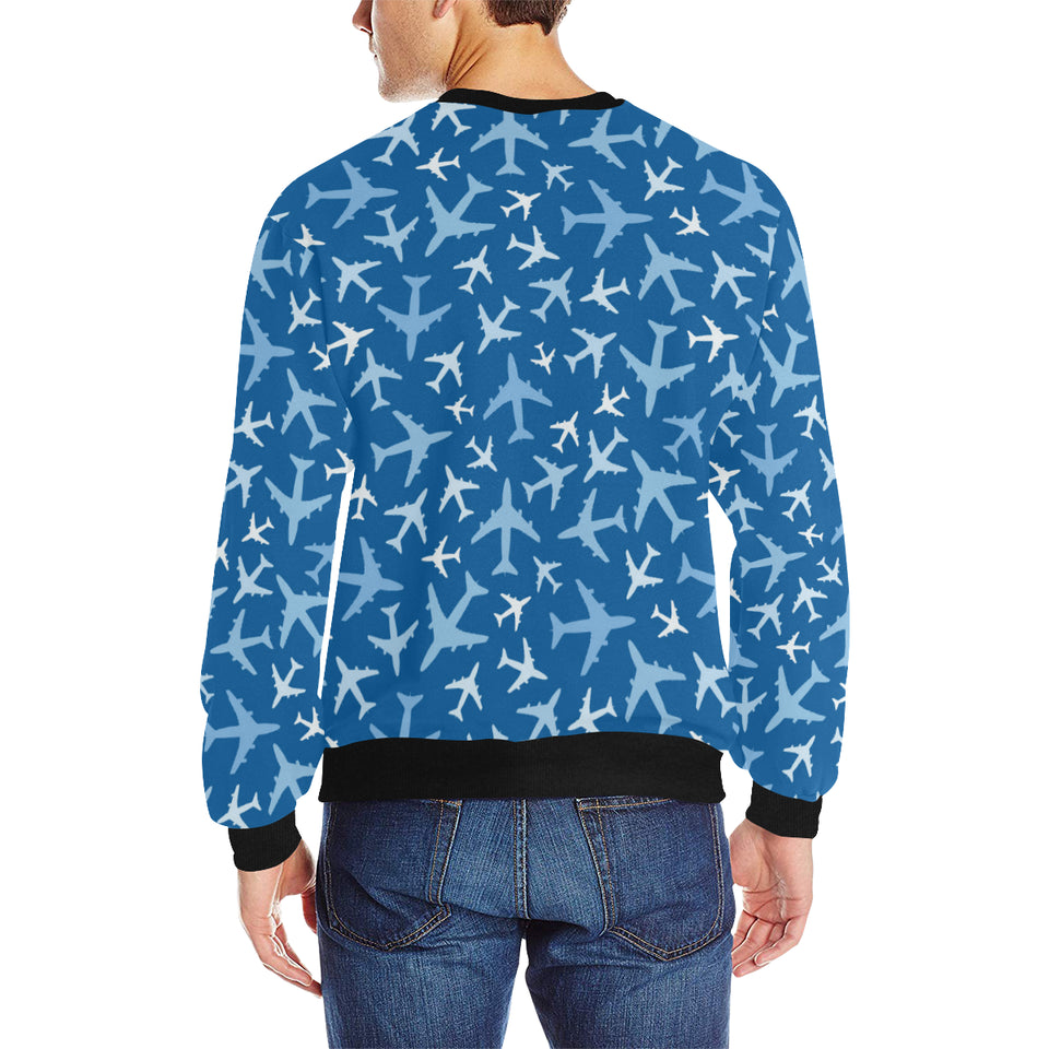 Airplane pattern in the sky Men's Crew Neck Sweatshirt