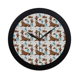 sea lion Seals jellyfish pattern Elegant Black Wall Clock