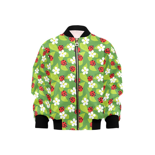 Ladybug Pattern Print Design 01 Kids' Boys' Girls' Bomber Jacket