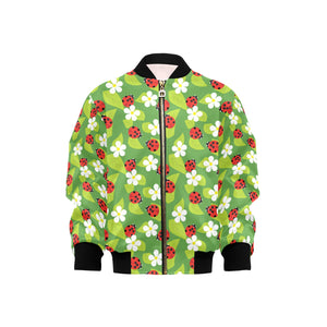 Ladybug Pattern Print Design 01 Kids' Boys' Girls' Bomber Jacket