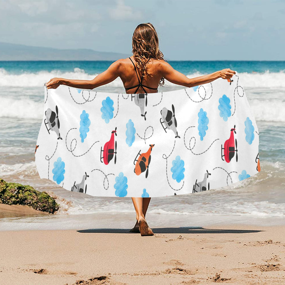 Watercolor helicopter cloud pattern Beach Towel