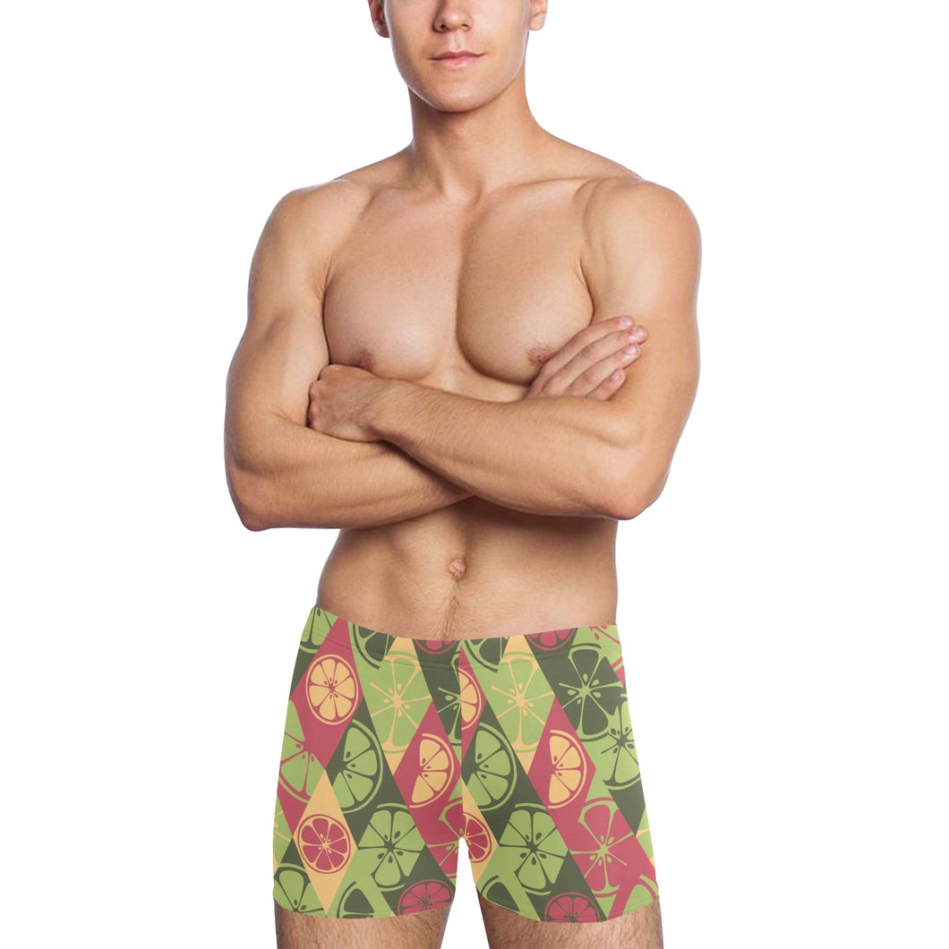 Cool Geometric lime pattern Men's Swimming Trunks