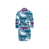 Whale design pattern Men's Long Sleeve Belted Night Robe