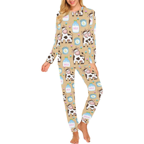 Cow bottle of milk pattern Women's All Over Print Pajama Set