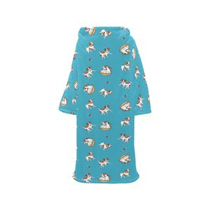 Jack Russel Pattern Print Design 03 Blanket Robe with Sleeves