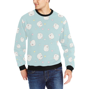 White cute hamsters heart pattern Men's Crew Neck Sweatshirt
