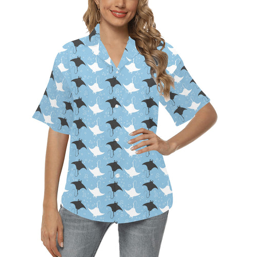 Stingray Pattern Print Design 03 Women's All Over Print Hawaiian Shirt
