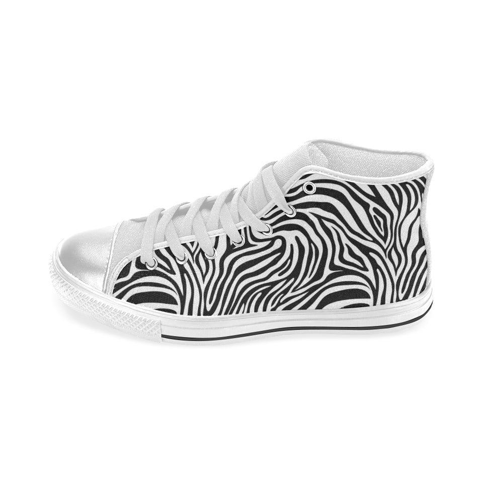 Zebra skin pattern Women's High Top Canvas Shoes White