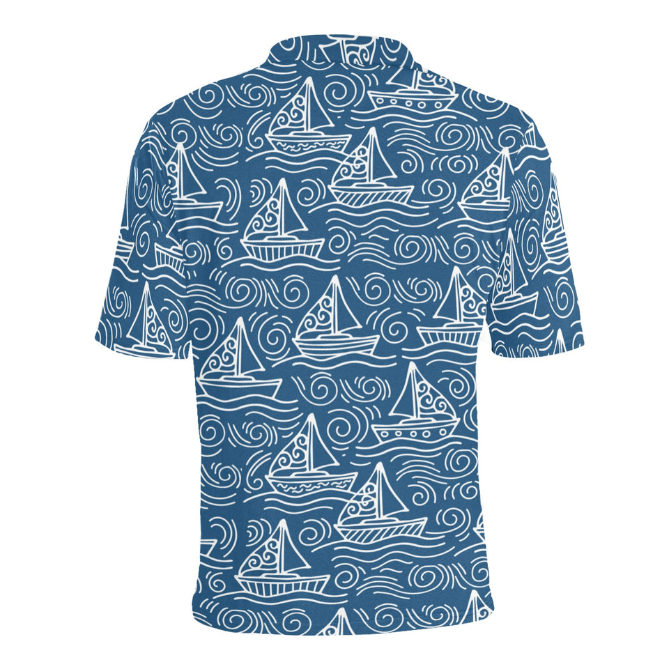 Hand drawn sailboat pattern Men's All Over Print Polo Shirt