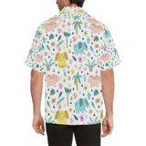 Cute elephants palm tree flower butterfly pattern Men's All Over Print Hawaiian Shirt