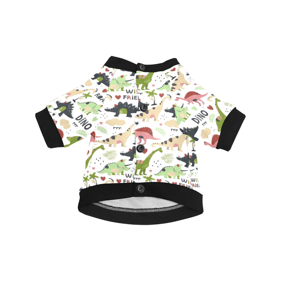 Cute dinosaurs pattern All Over Print Pet Dog Round Neck Fuzzy Shirt