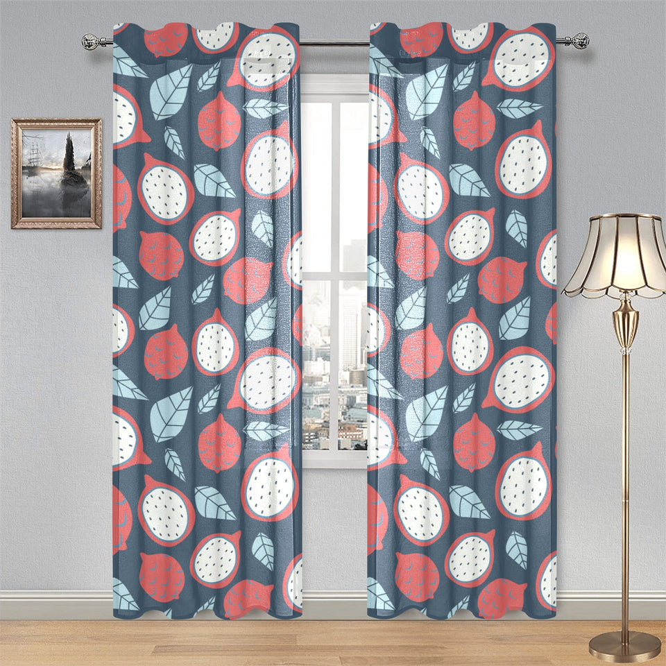 dragon fruits dark blue background Gauze Curtain