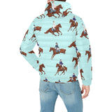Horses running horses rider pattern Men's Padded Hooded Jacket