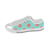 Grapefruit green background Men's Low Top Shoes White
