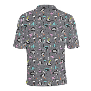 Ostrich Pattern Print Design 01 Men's All Over Print Polo Shirt