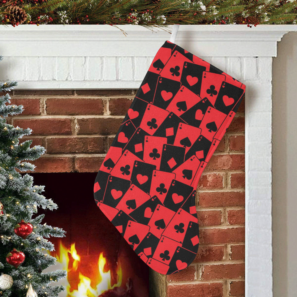 Casino Cards Suits Pattern Print Design 02 Christmas Stocking