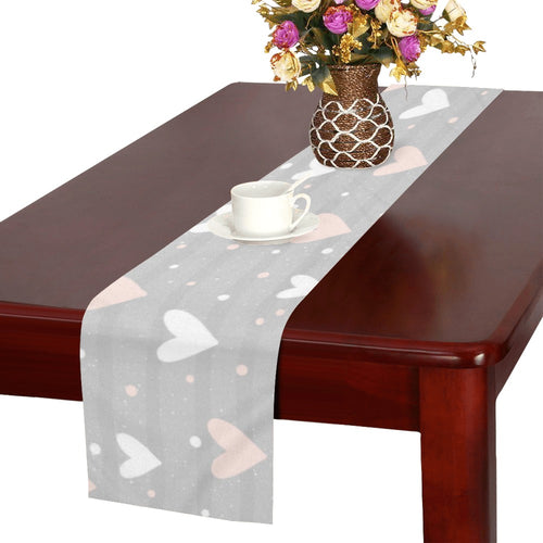 Heart pattern gray background Table Runner