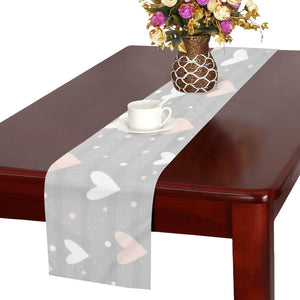 Heart pattern gray background Table Runner