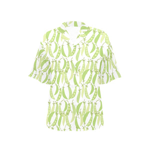 Green Peas Pattern Print Design 03 Women's All Over Print Hawaiian Shirt