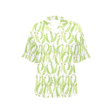 Green Peas Pattern Print Design 03 Women's All Over Print Hawaiian Shirt