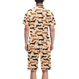 Dachshund floral background Men's V-Neck Short Pajama Set