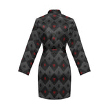 Casino Cards Suits Pattern Print Design 05 Women's Long Sleeve Belted Night Robe