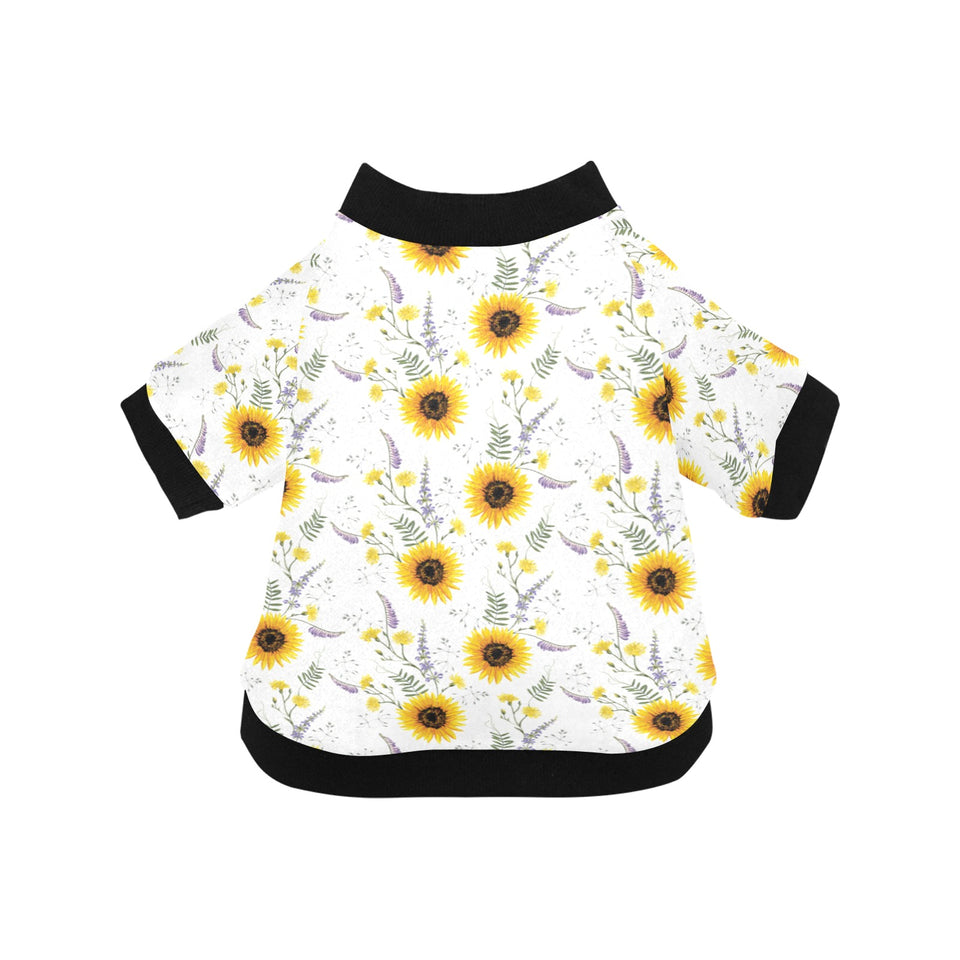 beautiful sunflowers pattern All Over Print Pet Dog Round Neck Fuzzy Shirt