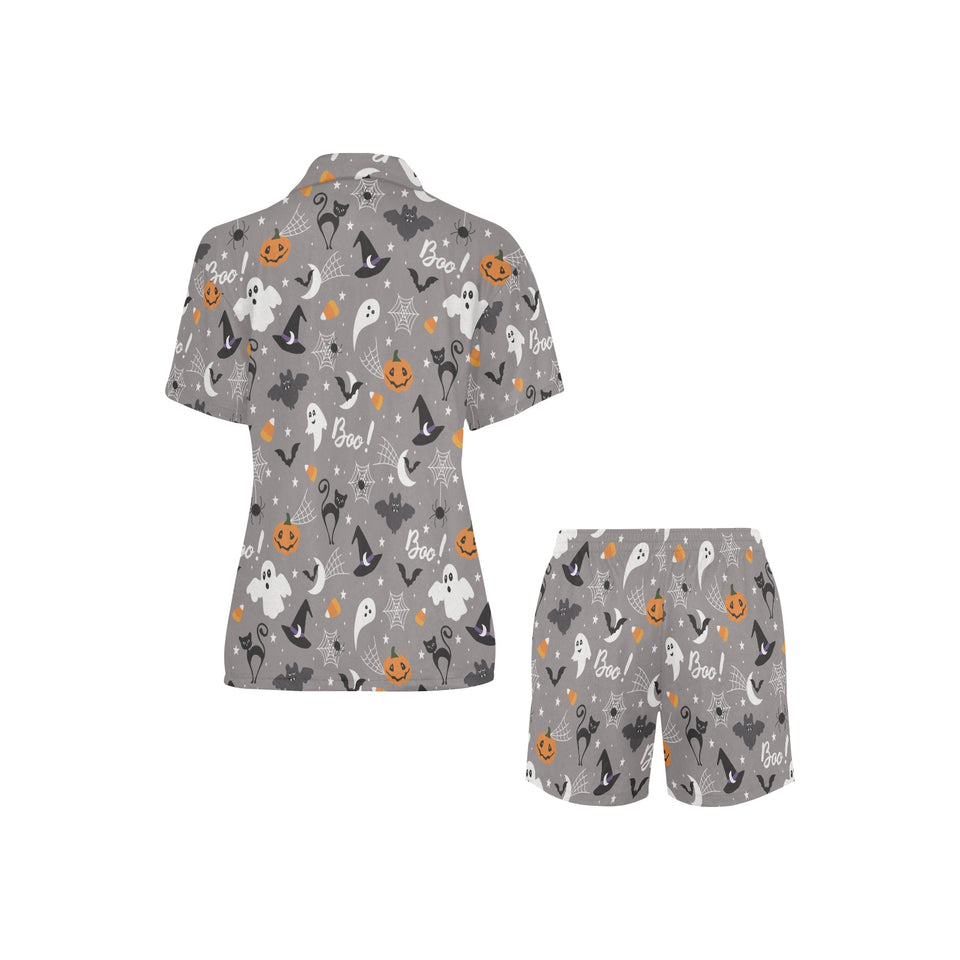 Halloween design pattern Women's V-Neck Short Pajama Set